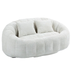 Cozy Oversized Bean Bag Sofa with 2 Matching Pillows, Soft 2-Seat Sectional Couch for Living Room and Bedroom, 145L x 95W x 63H cm, Beige