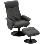 HOMCOM Polstersessel, Akzentsessel mit Hocker, drehbar, ergonomisch, Mikrofasertuchoptik, bis 150 kg, Schwarz