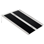 HOMCOM Rampe de Fauteuil Roulant Rampe de Chargement Rampe d'accès antidérapante Pliable avec Bordures de sécurité Max. 270 Kg dim. 91L x 72l x 5H cm alu. Noir