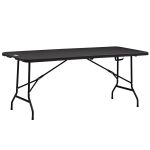 Outsunny Tavolo da Giardino Pieghevole per 6 Persone in Acciaio e HDPE, 180x75.5x73cm, Grigio Scuro
