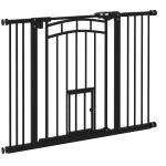 PawHut Cancellino per Cani taglia Piccola e Media con Chiusura Automatica, in Acciaio e PA, 74-100x76 cm, Nero