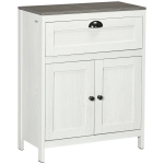kleankin Bathroom Floor Cabinet, Freestanding Storage Cupboard with Drawer, Double Door Cabinet and Adjustable Shelf, White