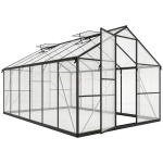Outsunny Serre de jardin en aluminium polycarbonate, serre avec fenêtres supérieures réglables 363x247x205cm noir