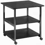 HOMCOM Carrello Porta Stampante a 3 Ripiani con 4 Ruote, Legno e Acciaio, 50x50x52.5cm, Nero