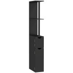 kleankin Colonna Bagno con 2 Ripiani e 2 Armadietti, Mobile Alto Salvaspazio 15.2x29.8x118 cm, Nero