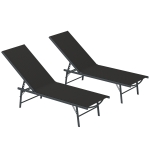 Outsunny Lot de 2 bain de soleil chaise longue pliante textilène transat jardin extérieur inclinable 54 x 164 x 84 cm noir