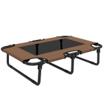 PawHut Erhöhtes Hundebett klappbar Haustierbett, Outdoor Hundeliege mit Netzdesign Kaffee Oxford 75 x 51 x 18 cm