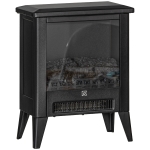 HOMCOM Elektrischer Kamin mit realistischem Feuereffekt, Überhitzungsschutz und niedrigem Geräuschpegel, 1800W, Schwarz