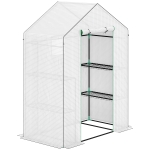 Outsunny Invernadero de 3 Niveles con 1 Puerta 2 Ventanas y Estantes en Forma de U para Cultivo de Plantas 140x73x190 cm Blanco