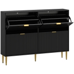 HOMCOM Zapatero Estrecho con 4 Puertas Acanaladas con Estantes Ajustables para 20 Pares 105x24x91,5 cm Negro