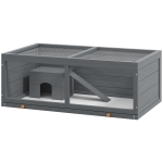 PawHut Wooden Hamster Cage with Sliding Tray, Openable Top, Hut for Syrian Hamster, Grey