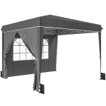 Outsunny Tonnelle de jardin exterieur 3x3m, tonnelle pliante avec parois latérales, protection UV 50+, sac de transport, gris