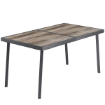 Outsunny Outdoor Tisch für 6 Personen, Holzoptik, Metallrahmen, wetterfest, 145 x 85 x 72 cm, Grau