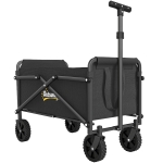 Outsunny 62L Festival Trolley on Wheels, Portable Small Folding Trolley Cart, 60kg Heavy Duty Collapsible Foldable Wagon with Adjustable Handle and Carrying Bag for Beach, Camping, Garden, Black