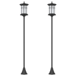 Outsunny 2 Luces Solares Exterior con Panel Solar Encendido Automático y Marco de Acero Inoxidable Impermeable IP44 Negro