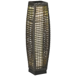 Outsunny Lampada Solare da Giardino con Pannello di Ricarica, in Acciaio e Rattan, 21x21x78 cm, Nero e Grigio