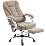 Vinsetto Fauteuil de bureau direction massant chauffant hauteur réglable dossier inclinable toile de lin beige