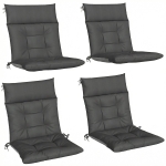 Outsunny Patio Chair Cushions Set of 4, Waterproof Non-Slip Lounge Chair Cushions, 112x53cm, Dark Grey