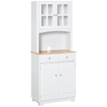 HOMCOM Credenza Alta per Cucina, Mobile Buffet in Legno Bianco, Armadio Dispensa in Stile Classico, Bianco, 68x39.5x170cm