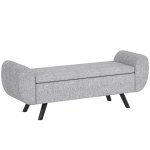 HOMCOM Storage Ottoman with Armrest, Window Seat, Upholstered Linen Storage Bench with Rubberwood Legs, Footstool for Bedroom Living Room, Hallway, Dark Grey