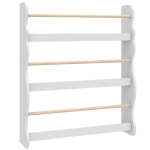 AIYAPLAY Kinderboekenkast voor aan de muur, kinderrek met 3 niveaus, wandrek met kantelbeveiliging, 60 x 15 x 73 cm, wit