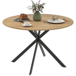 HOMCOM Ronde eettafel voor 4 personen, keukentafel in industriële stijl met stalen poten, voor eetkamer en keuken, eiken