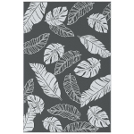 Outsunny Waterdicht Buitentapijt met Bladerpatroon - 182x274cm - Grijs/Wit