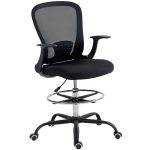 HOMCOM In hoogte verstelbare bureaustoel met verstelbare voetring, lendensteun, 62 x 59 x 119 cm, zwart