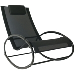Outsunny Sdraio da Giardino Zero Gravity, Sedia a Dondolo con Cuscino e Tessuto Traspirante, 105x62x88cm, Nera
