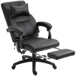 Vinsetto massagestoel directiestoel met warmtefunctie Massagefunctie 7 massagepunten, in hoogte verstelbare draaistoel met voetensteun, hoofdsteun, modern schuim PVC zwart 68 x 79 x 104-112 cm