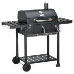 Outsunny Kolenbarbecue BBQ-grill Smoker, inclusief thermometer, flesopener, 120 x 64 x 114 cm, Zwart