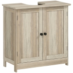 HOMCOM Dulap Sub Lavoar pentru Baie, cu 2 Uși și Poliță Reglabilă, pentru Lavoare cu sau fără Picior, 60x30x60 cm, Aspect Lemn Gri