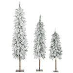 HOMCOM 3-delige set besneeuwde kunstkerstbomen, 90/120/150 cm, vlamvertragend, groen/wit