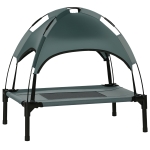 PawHut Outdoor Dog Bed with Removable Canopy, Portable Raised Dog Bed for Camping, Garden & Beach, Water-Resistant UV-Protection Mesh Pet Cot Sun Lounger, for Small Pets, 61 x 46 x 62 cm, Grey