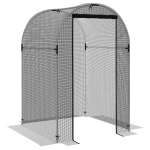 Outsunny Vogelbeschermingsnet, plantenbescherming, stevig, deur met ritssluiting, 120x120x188 cm, Zwart/Zilver