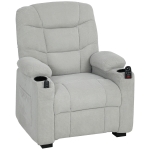 HOMCOM Poltrona Relax Elétrica Reclinável com Calor Lombar, Massagem Vibratória, Motor Silencioso, Função Memória, USB - Cinzento