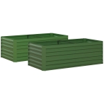 Outsunny Set of 2 Raised Beds for Garden, Galvanised Steel Outdoor Planters with Multi-reinforced Rods for Vegetables, Plants, Flowers and Herbs, 180 x 90 x 59 cm, Green
