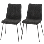 HOMCOM Eetkamerstoelen set van 2, keukenstoelen met fluwelen bekleding en metalen poten, donkergrijs