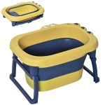 HOMCOM Baby Bathtub for 0-6 Years Collapsible Non-Slip Portable with Stool Seat for Newborns Infants Toddlers Kids - Yellow