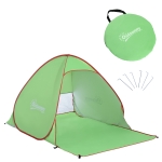 Outsunny Abri de plage tente de plage pliable Pop-up automatique instantané protection UV fenêtre arrière grand tapis de sol vert rouge
