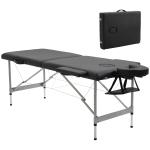 HOMCOM Lettino per Massaggio Portatile e Pieghevole con Altezza Regolabile e Seduta Imbottita, 186x71x62-83 cm, Nero
