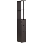 HOMCOM Tall Bathroom Cabinet, Freestanding Slim Bathroom Storage Cabinet with 2-Tier Open Shelf and 2 Drawers for Small Space, Narrow Cupboard Storage Unit, Brown