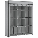 HOMCOM Armoire penderie multi-rangement - 8 étagères, 2 barres - non tissé gris clair