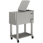 Outsunny Carro Nevera con Ruedas Abrebotellas y Estante 56L para Patio Fiesta Terraza 67x35x80 cm Gris Claro