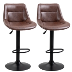HOMCOM Set van 2 barkrukken, verstelbaar in hoogte, inclusief voetensteun, afmetingen 46,5 cm x 50 cm x 108 cm, zwart + bruin