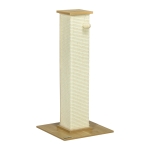 PawHut kattenboom, 80 cm, krabpaal voor katten met speelgoedbal, krabpaal van sisaltouw, krabpaal voor katten met krabplank, kattenmeubel, eiken+crèmewit