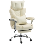 HOMCOM Executive Office Chair, PU Big and Tall Office Chair 180 kg with Wide Seat, Reclining, Lumbar Support, Beige