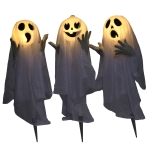 HOMCOM Halloween Decoratie, 3 Lichtgevende Spoken, bewegingssensor, 54 x 10 x 60 cm, Wit