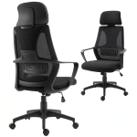 Vinsetto Chaise bureau ergonomique, fauteuil de bureau en maille, appui-tête, hauteur réglable, 64 x 55 x 116-126 cm, noir