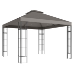 Outsunny 3 x 3 m tuinpaviljoen, 2-laags dakontwerp, UV30+ bescherming, UV-bestendig, zonwering, metalen frame, Donkergrijs